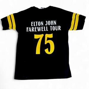 Elton John 1975 Farewell Tour Tee L Vintage Style Concert Band Shirt Black